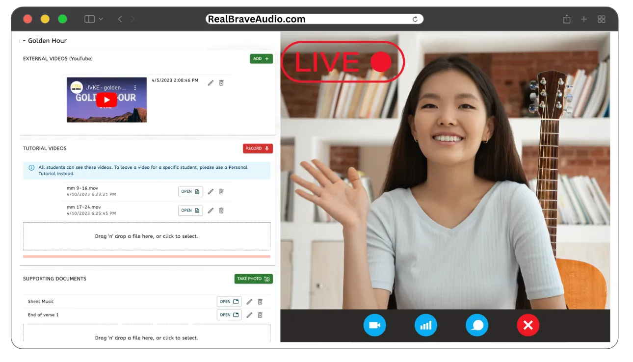 Homeschool and microschool student taking online music lessons with PracticePad