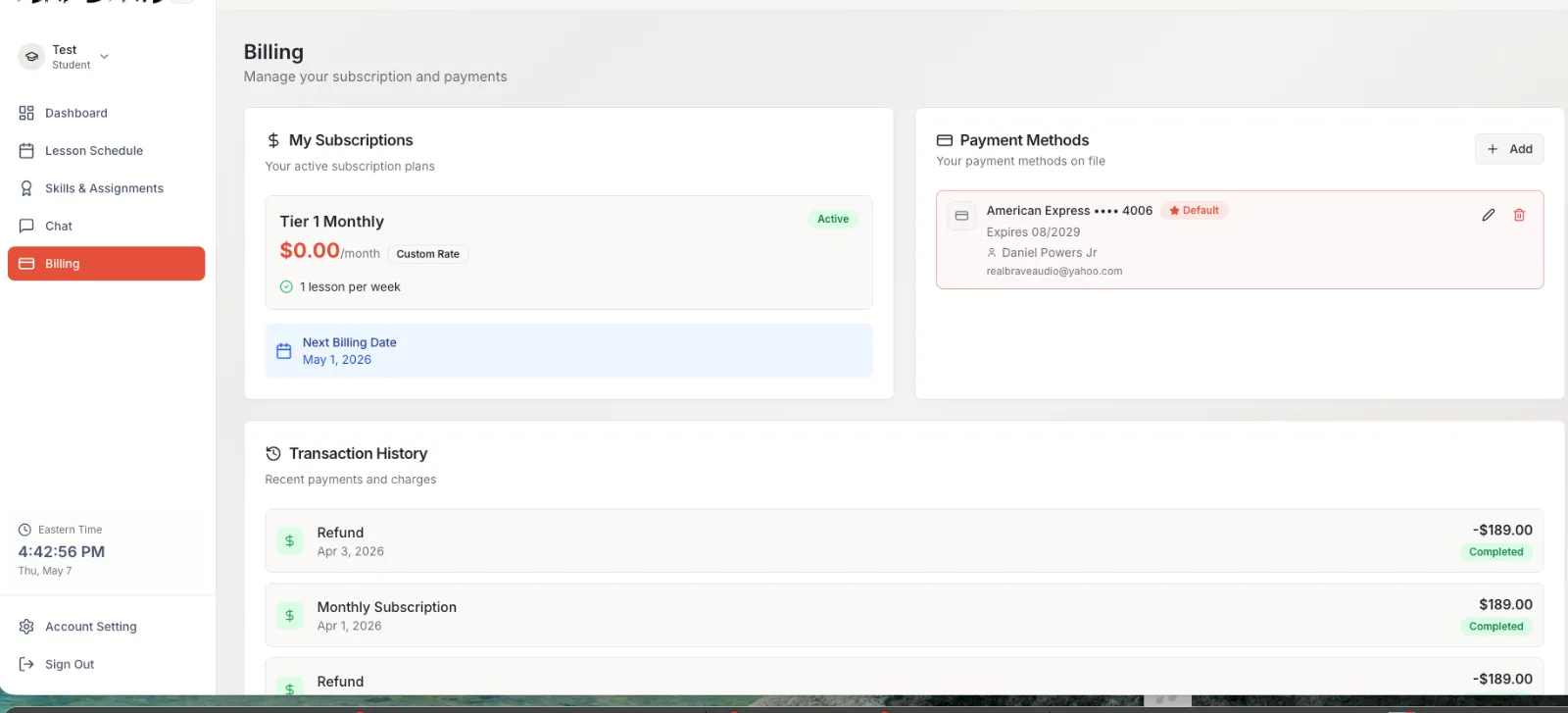 PracticePad parent view — billing, attendance and progress transparency